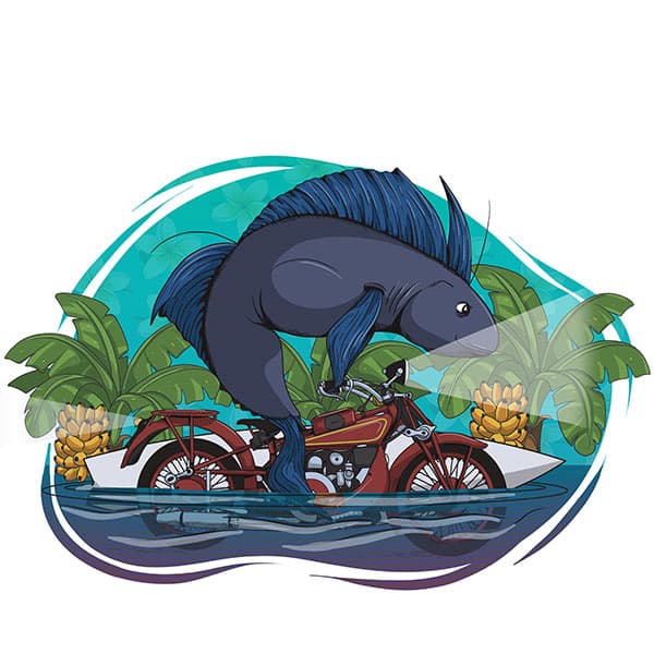 Tuna on a Moto Guzzi